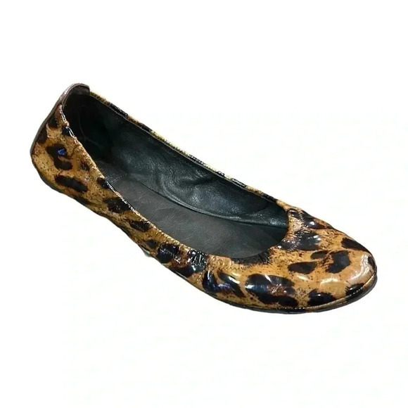 Tory Burch Eddie Patent Leather Cheetah Leopard Animal Print Ballet Flats  7.5 - Picture 1 of 10